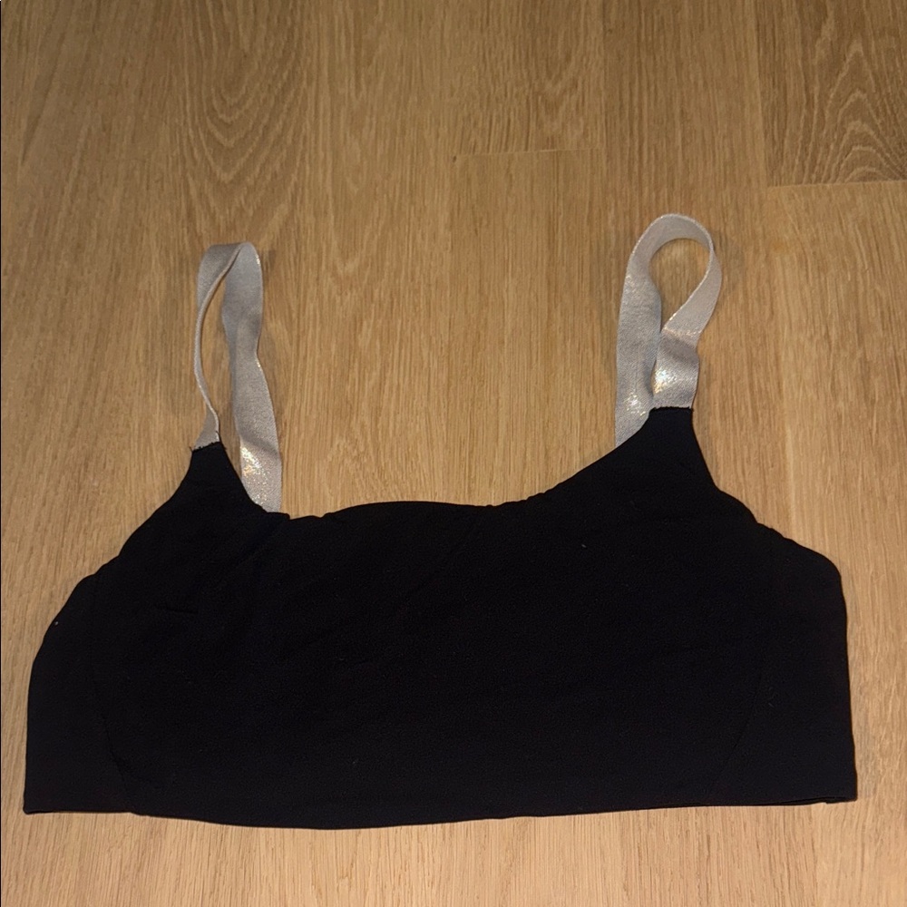 Athleta Black Sports Bra with Silver Straps